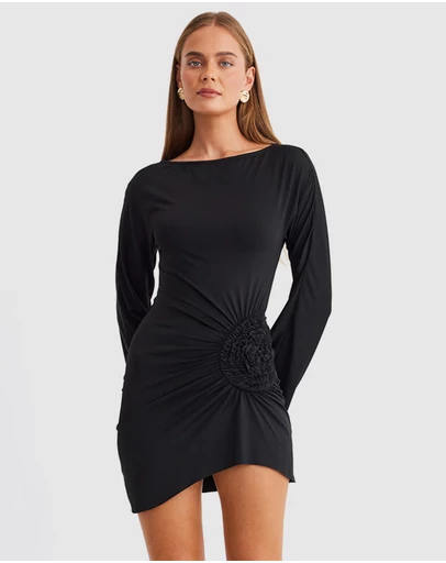 chinese dress ladies Black Gold Cotton Knee Length Dress – Lindsey Brown
