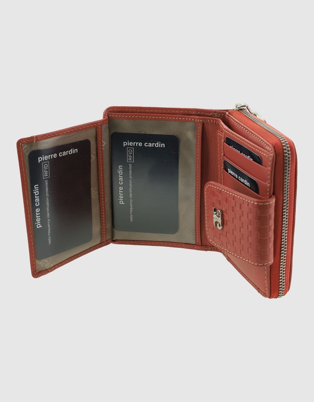 Pierre Cardin - Woven Leather Zip-Around Bi-Fold Wallet with RFID