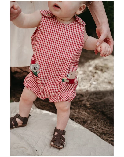 Purebaby - Gingham Romper-Kids-Babies