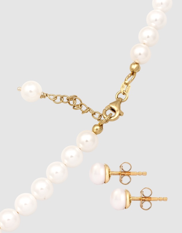 Elli Jewelry - Jewelry Set Classic Pearl 925 Sterling Silver Gold-Plated