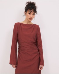 Calli - Lydia LS Ruched Midi Dress