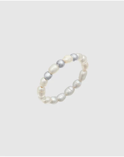 Elli Jewelry - Freshwater Pearl Beaded Ring in 925 Silver