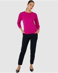 SACHA DRAKE - 3/4 Sleeve Ripple Knit Top In Fuchsia