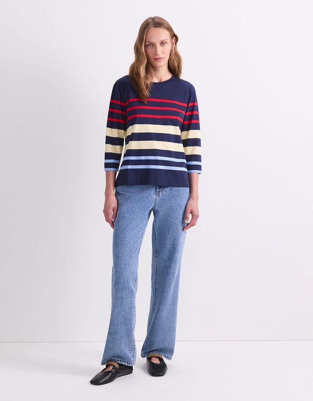 Sportscraft - Multi Stripe Half Sleeve Mercerised Tee