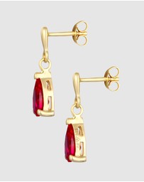 Elli Jewelry - Earrings Ear Hanger Drop Pendant with synth. Ruby in 925 sterling silver gold plated