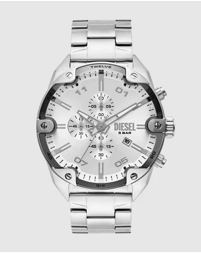 Diesel - Spiked Silver Tone Chronograph Watch