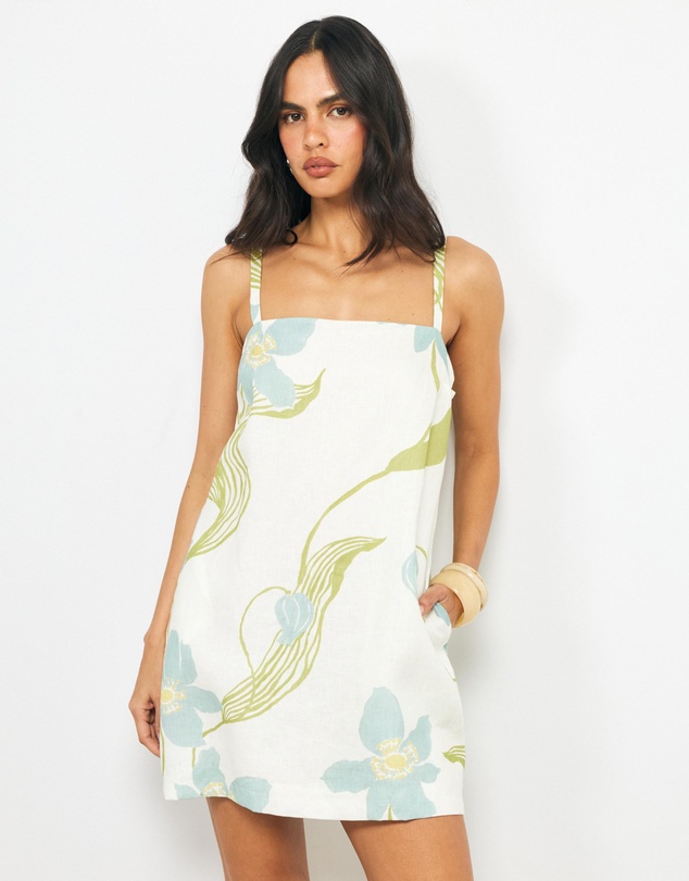 AERE - Sereia Linen Shift Mini Dress