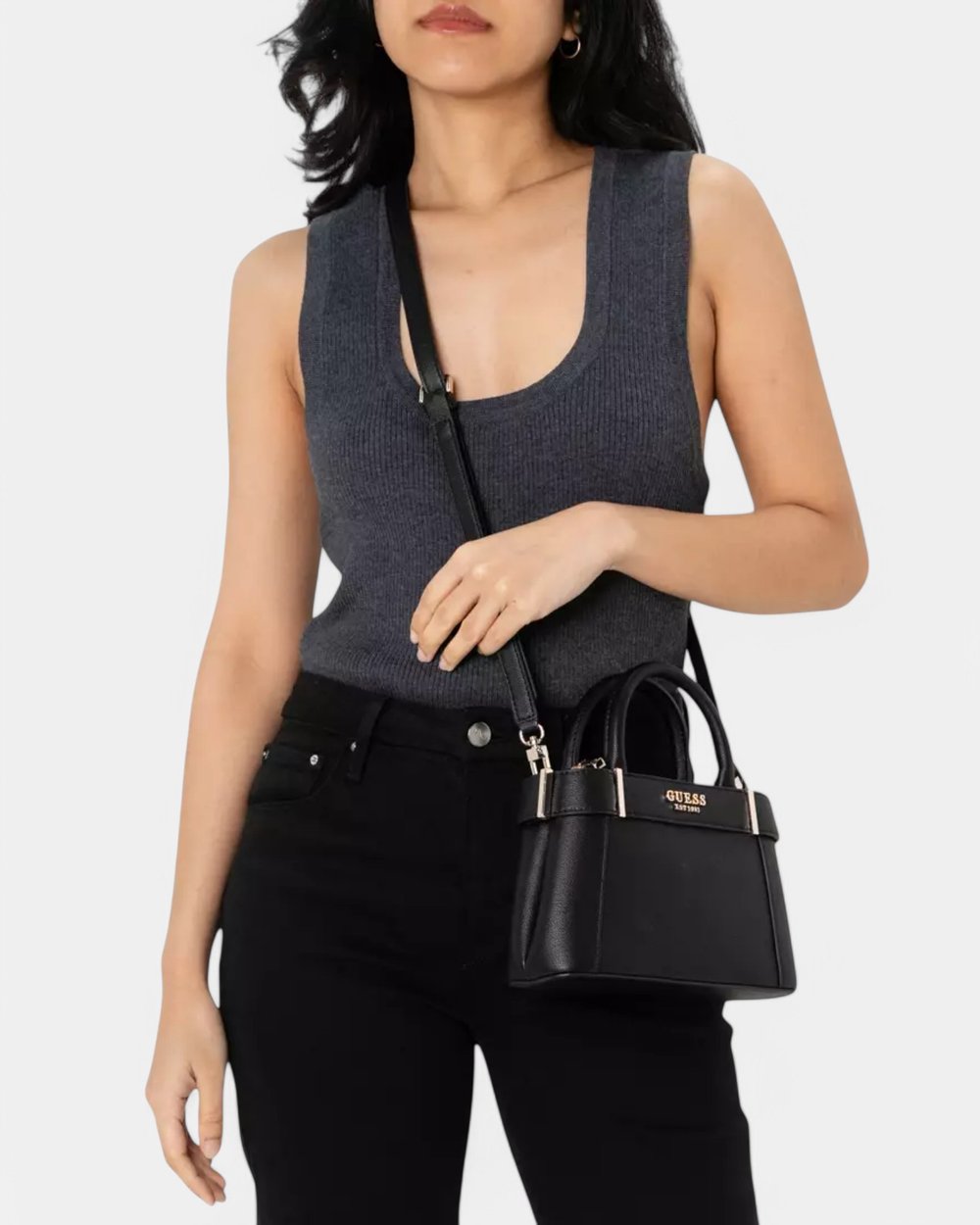 GUESS Sac à épaule bandoulière blanc pour femme - Anadela Mini Satchel