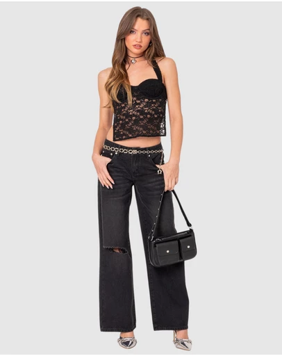 EDIKTED - Debbie Distressed Low Rise Jeans