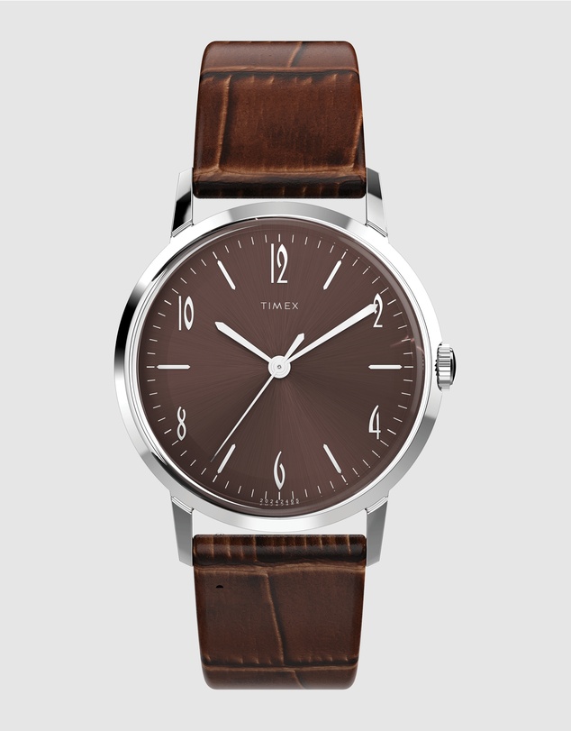 TIMEX - Marlin® Hand Wind 34mm Leather Strap Watch
