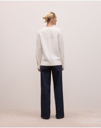 Trenery - Alpaca Merino Cable Yoke Knit in Marshmallow