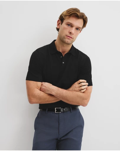Country Road - Australian Merino Short Sleeve Button Knit Polo
