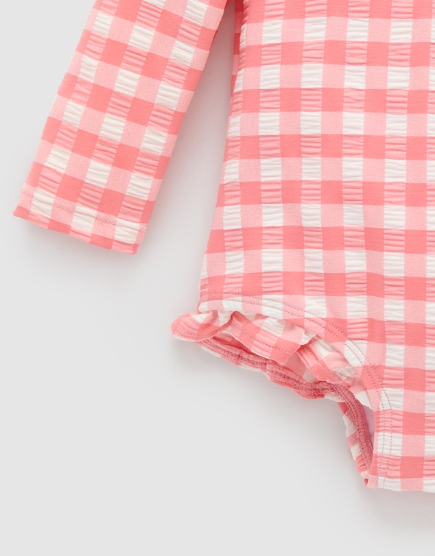 Purebaby - Printed Frilly Long Sleeve Swimsuit- Kids-Babies