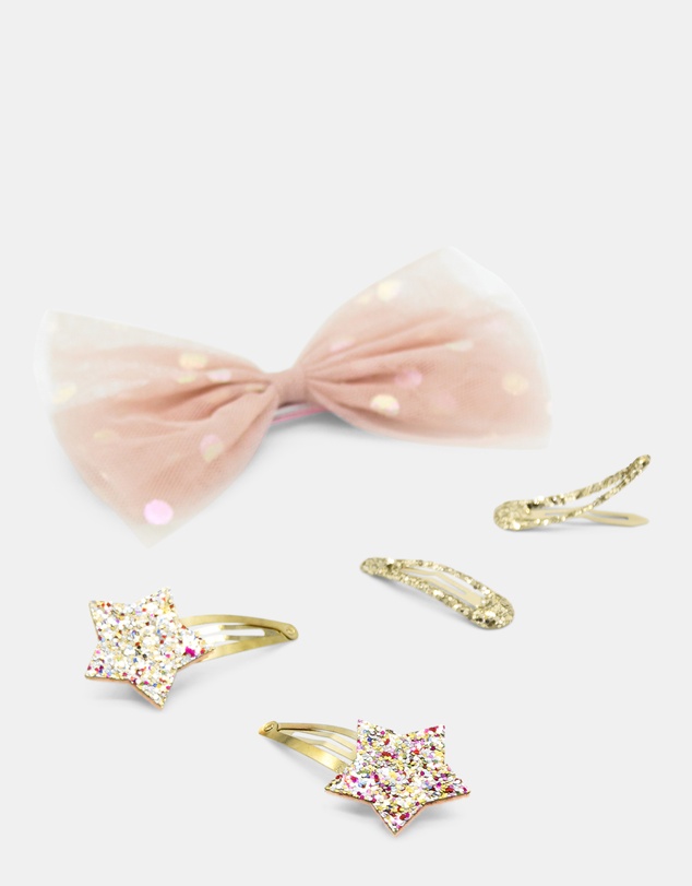 Morgan & Taylor - Star Bright Kids Clip Set in Sparkling Gold and Pink