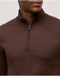 Trenery - Merino Half Zip in Espresso