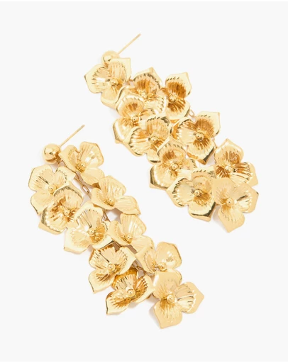 Lovisa - Waterproof Gold Plated Stainless Steel Flower Cascading Drop Earrings