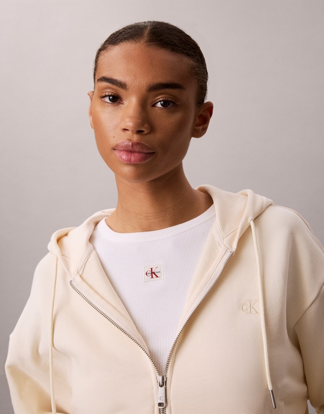 Calvin Klein Jeans - Cropped Monogram Zip-Up Hoodie