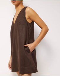 AERE - Eve Mini Linen Shift Dress