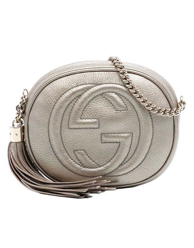 Pre-Loved by Azura Reborn - Pre-Loved Mini Metallic Pebbled Calfskin Soho Chain Crossbody