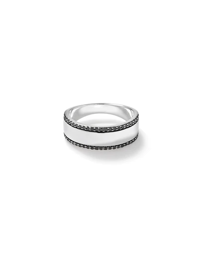 Michael Hill - Men's Silver Ring with 0.25 Carat TW of Black Diamonds