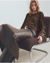 M.N.G - Gathered Blouse With Round Neckline