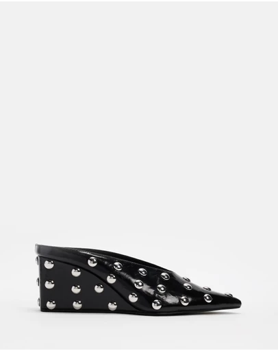 AERE - Studded Leather Wedge Pumps