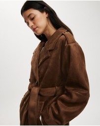 Cotton On - Faux Suede Trench Coat