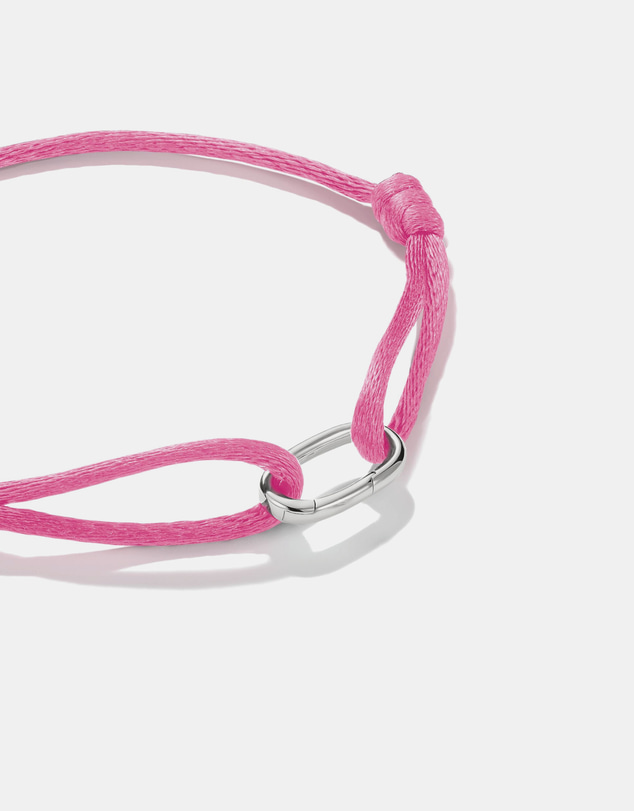THOMAS SABO - Pink Textile Charm Club Bracelet with Silver-Plated Clasp