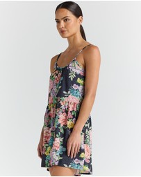 Poolside Paradiso - Jardin Slip Babydoll Dress - Black