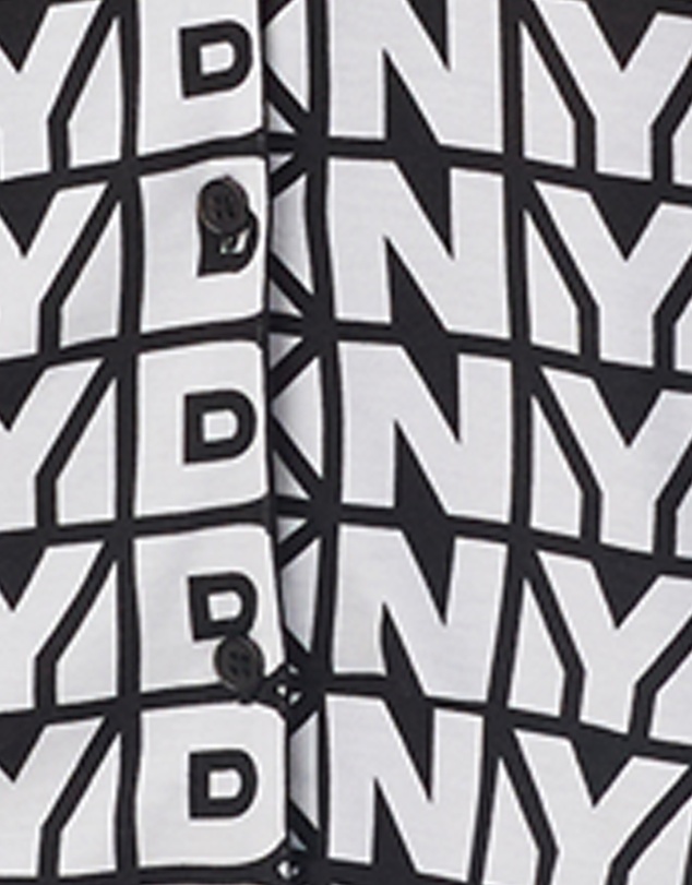 DKNY - Logo Print Viscose Jersey Button Up Short Sleeve Long Pyjama Set