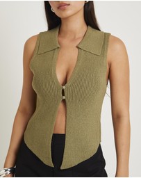 Subtitled - Meryl Ribbed Collar Knit Top