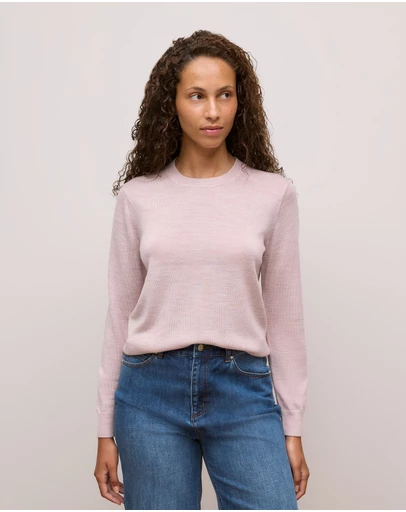 Trenery - Merino Classic Crew in Pink Rose
