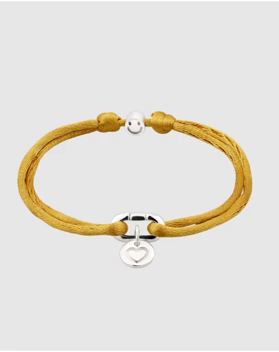 Elli Jewelry - Heart Charm Yellow Satin Bracelet
