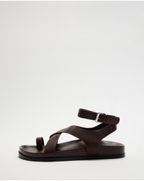 AERE - Leather Crossover Footbed Sandals