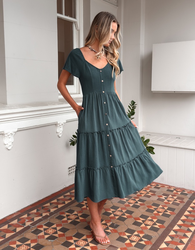 Esther & Co - Celie Dress - Deep Green