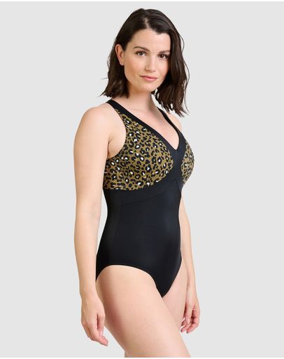 Black/Green Olive Print