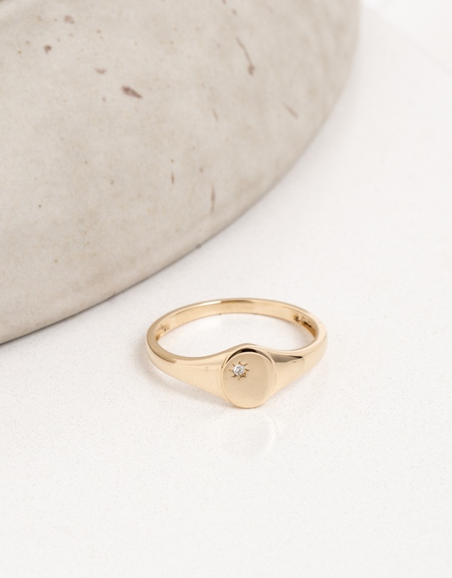 Luna Rae - Solid Gold - Rhia Diamond Signet Ring
