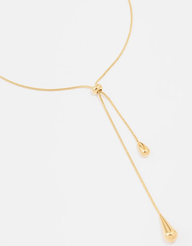 Lovisa - Waterproof Gold Plated Stainless Steel Pull Through Lariat Necklace
