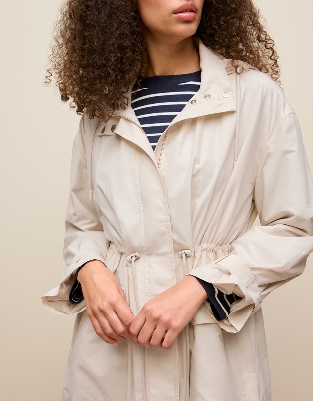 Trenery - Cotton Blend Longline Anorak in Stone