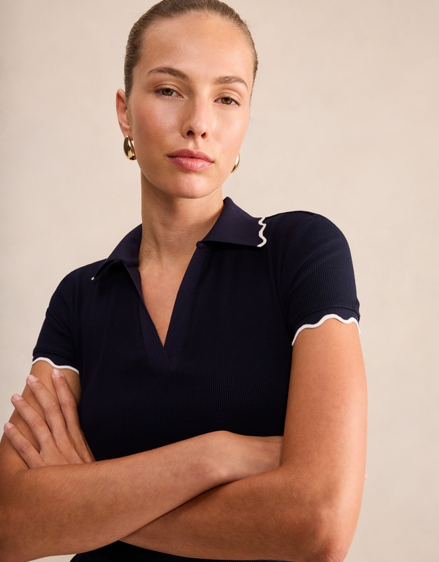 Forever New - Sarah Scallop Trim Polo Top