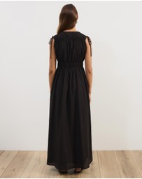 Atmos&Here - Luna Linen Blend Sleeveless Gathered Maxi Dress