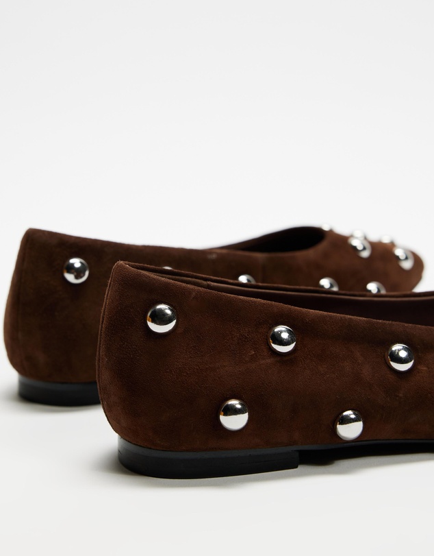 AERE - Studded Suede Ballet Flats