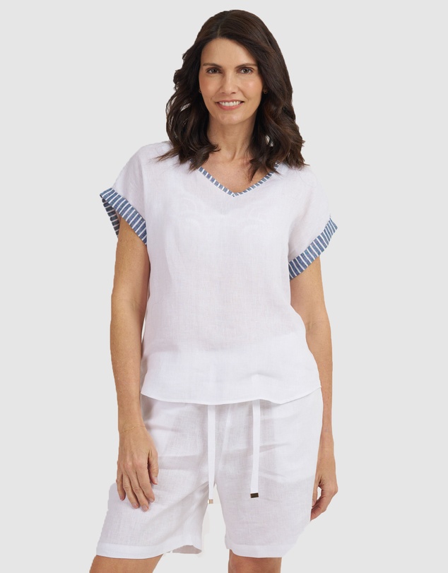 CAMIXA - Martina Linen V-Neck T-shirt