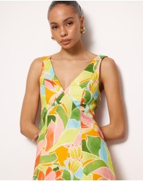 AERE - Emina Linen Beaded Midi Dress