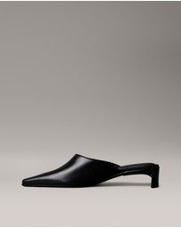 Calvin Klein - Leather Kitten Heel Mules