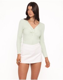 Petal & Pup - Demi Twist Detail Knit Top - Sage