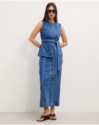 The Fated - Layla Denim Vest with Tie