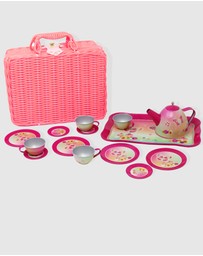 Pink Poppy - Rainbow Butterfly Tea Set in Basket