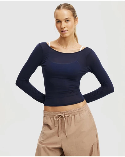 Cotton On Body Active - Active Sheer Boat Neck Long Sleeve