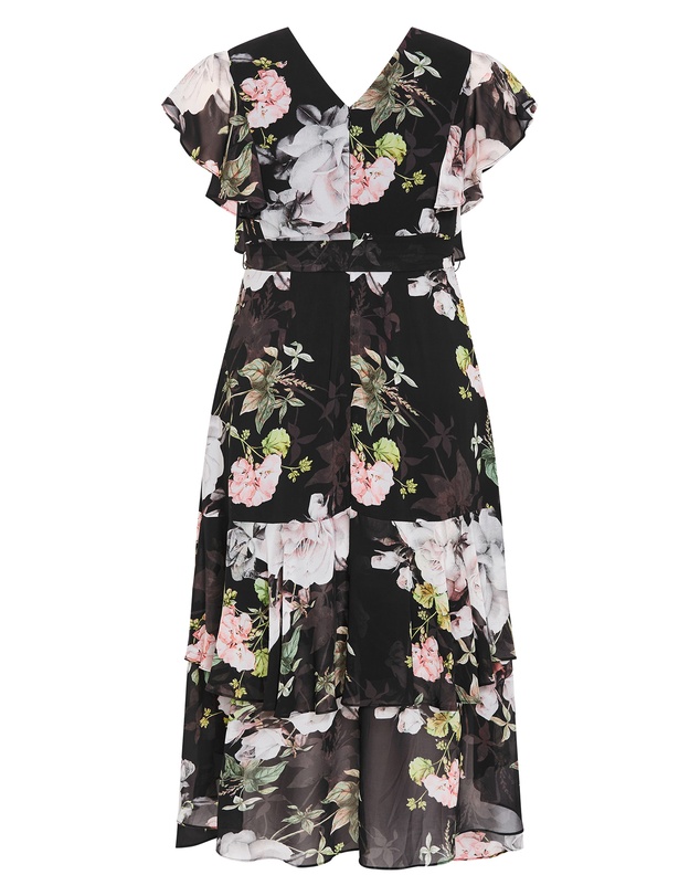 City Chic - Plus size Demure Bloom Maxi Dress - black